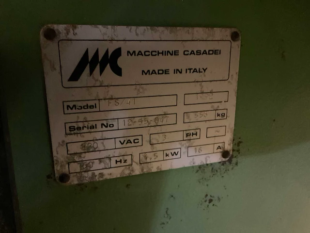 1992 casadei fs/41 gecombineerde vlakvandiktebank - afbeelding 3 van  11