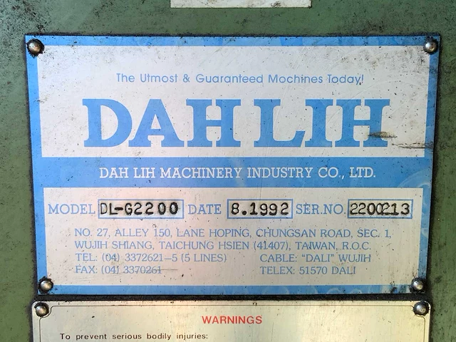 1992 dahlih dl-g2200 universele freesmachine - afbeelding 14 van  22
