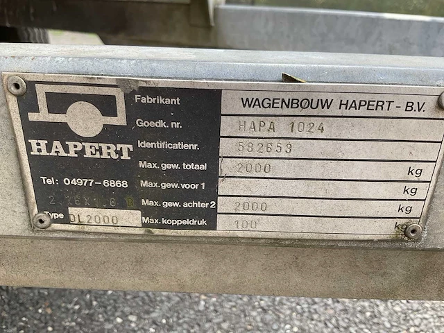 1992 hapert dl2000 aanhangwagen - afbeelding 5 van  13