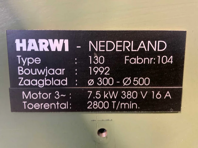 1992 harwi 130 tafelcirkelzaagmachine - afbeelding 6 van  14