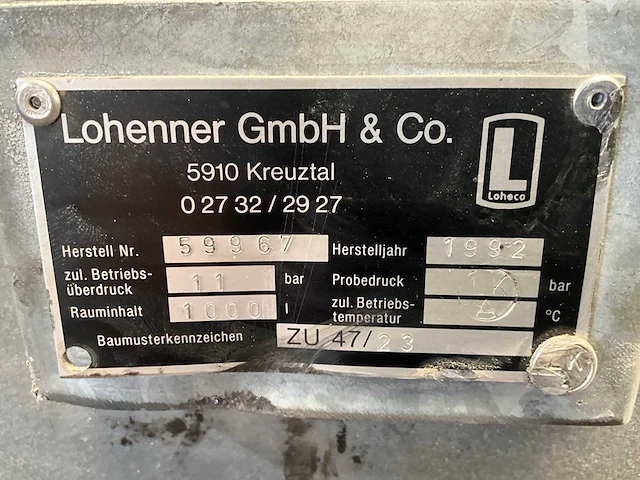 1992 lohenner zu-47 buffertank - afbeelding 4 van  4