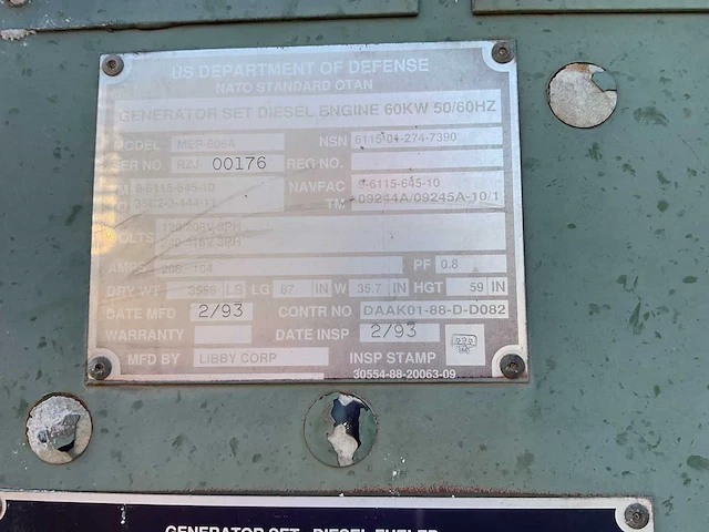 1993 libby corp mep-806a stroomgenerator - afbeelding 9 van  9
