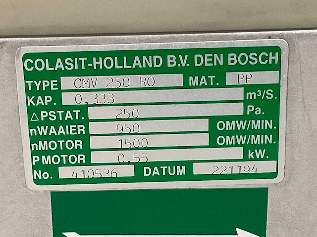 1994 colasit-holland cmv 250 ro exhauster - afbeelding 4 van  4