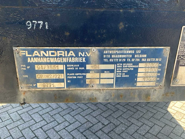 1994 flandria op zw2/ 32t semi dieplader - afbeelding 11 van  11