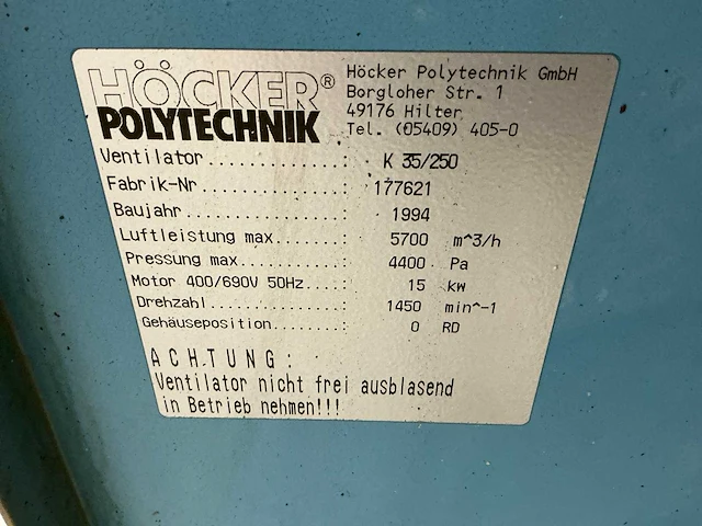 1994 höcker polytechnik k35/250 ventilator - afbeelding 5 van  13