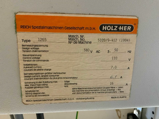 1994 holzher 1265 super cut formaatcirkelzaagmachine - afbeelding 25 van  28