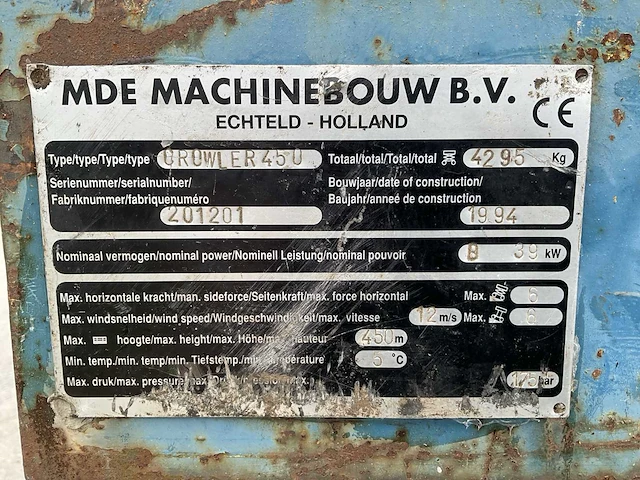 1994 mde machinebouw growler 450 hoogwerker - afbeelding 47 van  51