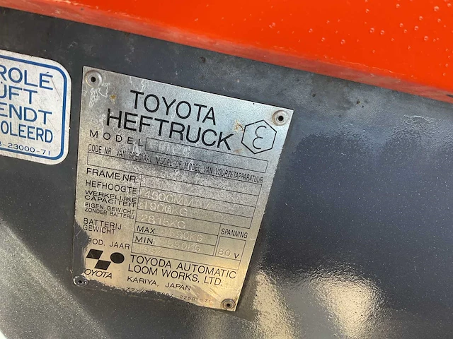 1994 toyota fbm20 vorkheftruck - afbeelding 2 van  10