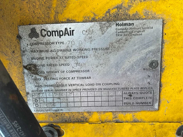 1995 compair holman 70-d schroefcompressor - afbeelding 7 van  15