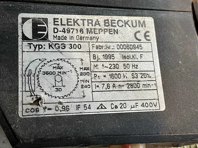1995 elektra beckum kgs 300 afkortcirkelzaagmachine - afbeelding 6 van  6