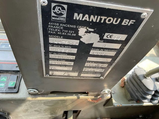 1995 manitou ma475dga vorkheftruck - afbeelding 7 van  15