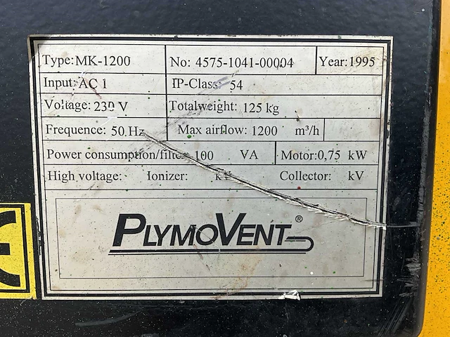 1995 plymovent mk-1200 lasdampafzuiginstallatie - afbeelding 2 van  10