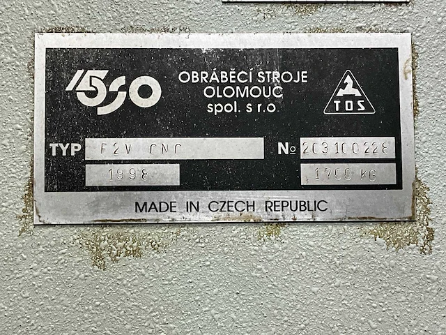 1995 tos f2v-cnc-e cnc freesmachine - afbeelding 30 van  32