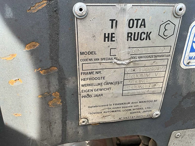 1995 toyota 6fgf30 vorkheftruck - afbeelding 5 van  15
