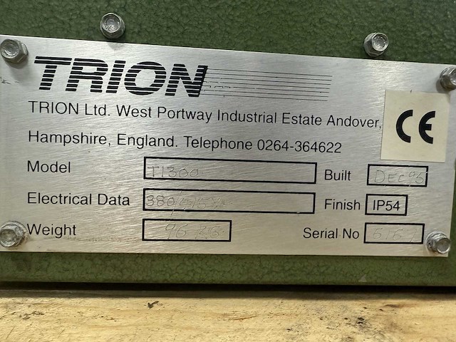 1995 trion 1995 ti300 lasdampafzuiginstallatie - afbeelding 6 van  6