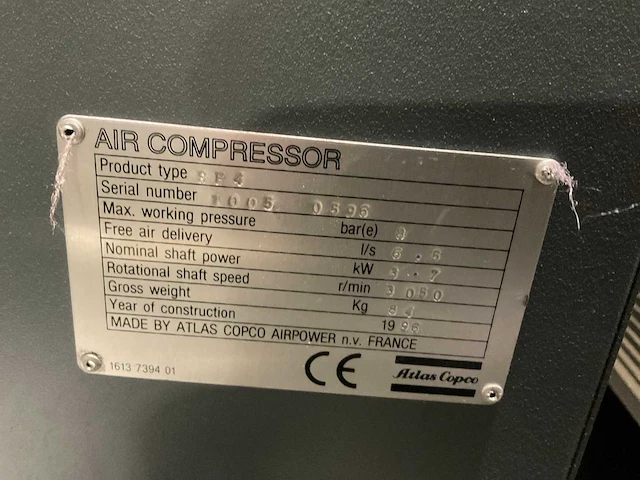 1996 atlas copco sf4 oil free luchtcompressor - afbeelding 3 van  3