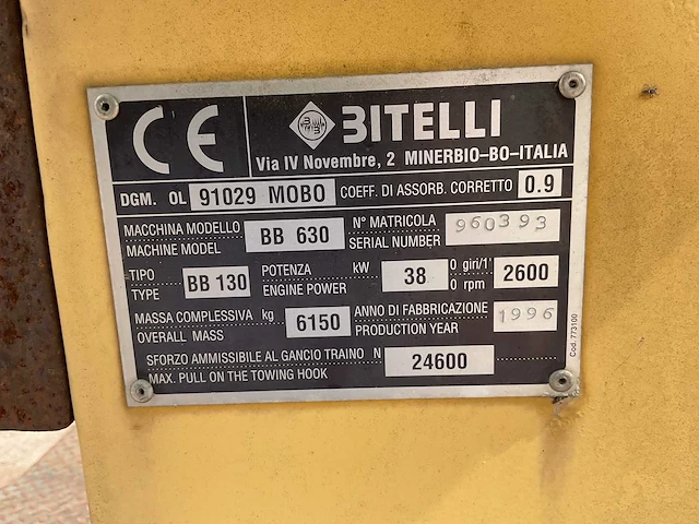 1996 bitelli bb630 asfalteermachine - afbeelding 3 van  11
