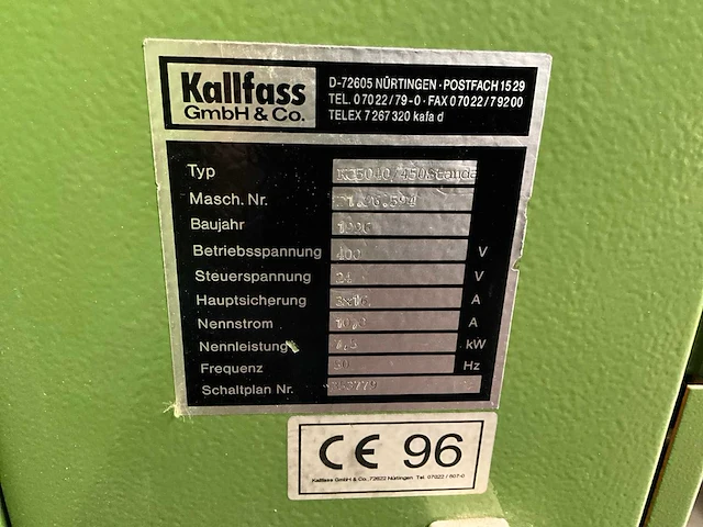 1996 kallfass kc5040-450 hoeklas krimptunnel - afbeelding 3 van  11