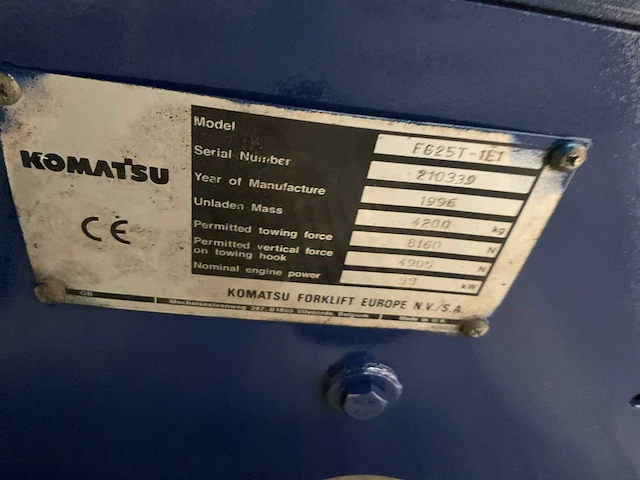 1996 komatsu fg25t vorkheftruck - afbeelding 2 van  10