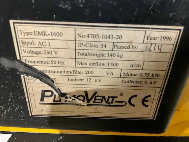 1996 plymovent emk-1600 lasdampafzuiginstallatie - afbeelding 5 van  13