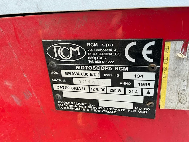 1996 rcm brava 600 et/1 veegmachines - afbeelding 2 van  10