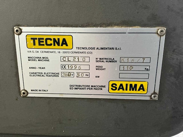 1996 tecna cl 210 pastamachine - afbeelding 3 van  11