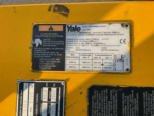 1996 yale erc50ake e2415 vorkheftruck - afbeelding 2 van  11