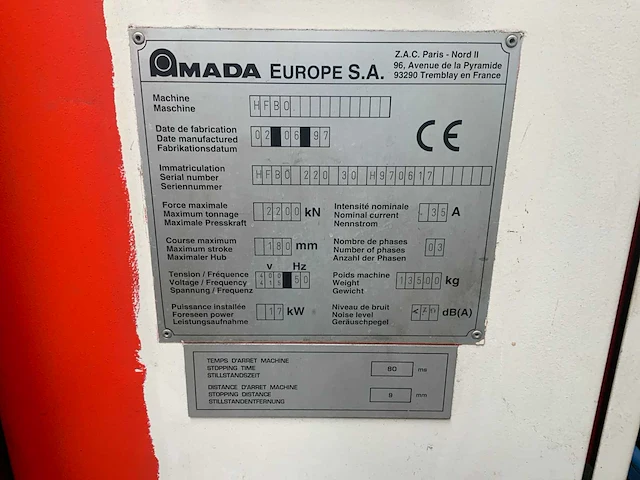 1997 amada hfbo cnc-kantbank - afbeelding 9 van  19