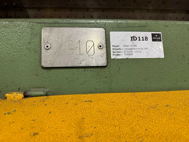 1997 bauer ls-380 horizontale lintzaagmachine op draaibaar plateau - afbeelding 12 van  12