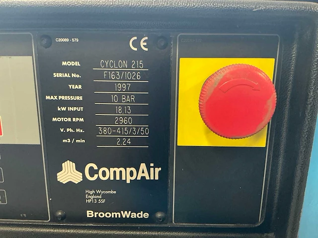 1997 compair cyclon 215 schroefcompressor - afbeelding 5 van  13