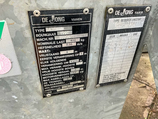 1997 de jong a43 b bouwlift - afbeelding 11 van  19