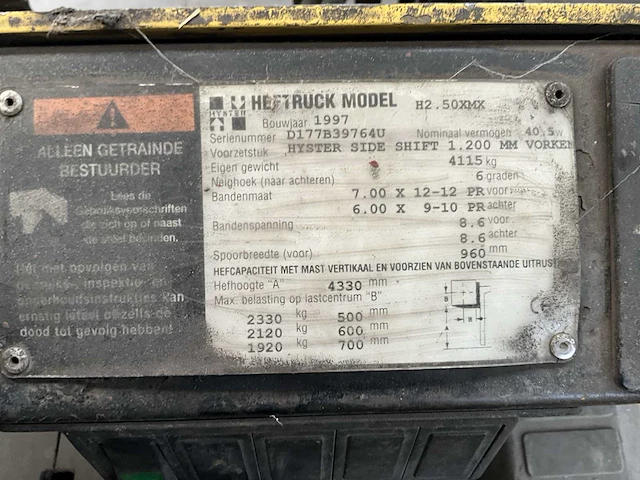 1997 hyster h2.50xmx vorkheftruck - afbeelding 5 van  14