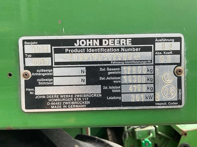 1997 john deere 6910 veldhakselaar - afbeelding 37 van  42