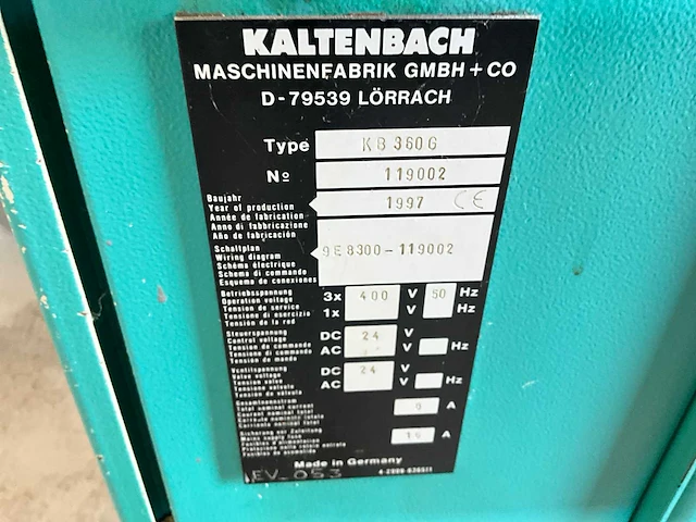 1997 kaltenbach kb 360 g bandzaagmachine - afbeelding 11 van  20