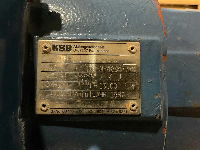 1997 ksb etanorm-m 125-200 g10 circulatie pompunit - afbeelding 3 van  4