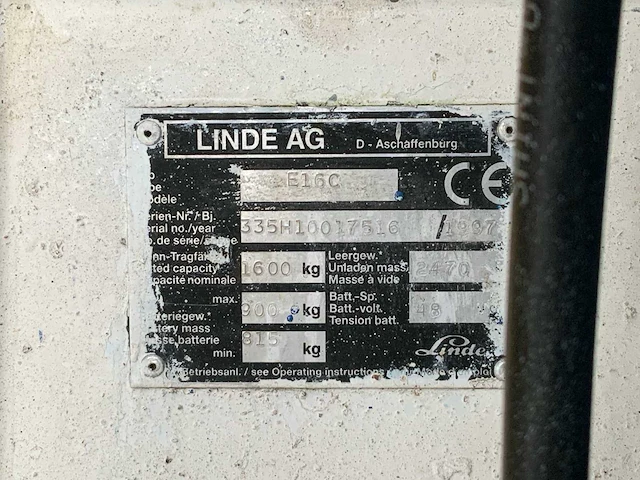 1997 linde e16c vorkheftruck (defect) - afbeelding 11 van  19