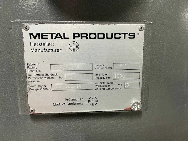 1997 metal products zu 123/15 buffertank - afbeelding 4 van  12