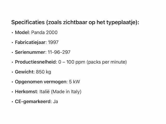 1997 record panda 2000 flowpack verpakkingsmachine - afbeelding 16 van  23
