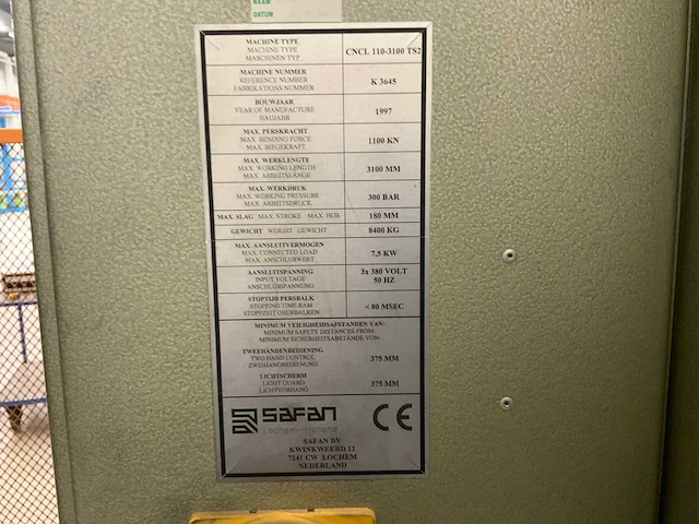 1997 safan cncl 130-3100 cnc kantbank - afbeelding 6 van  21