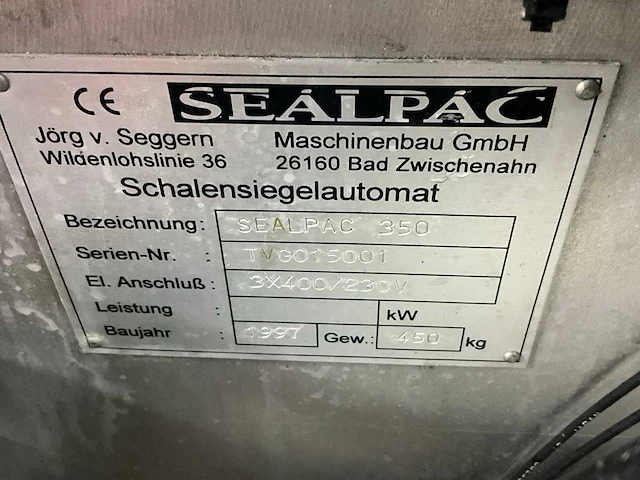 1997 sealpack 350 rvs topsealmachine - afbeelding 3 van  11