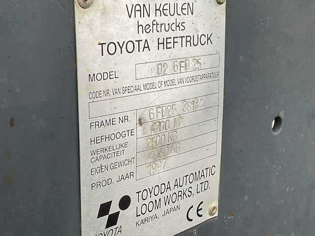 1997 toyota 6fd-25 vorkheftruck - afbeelding 6 van  15