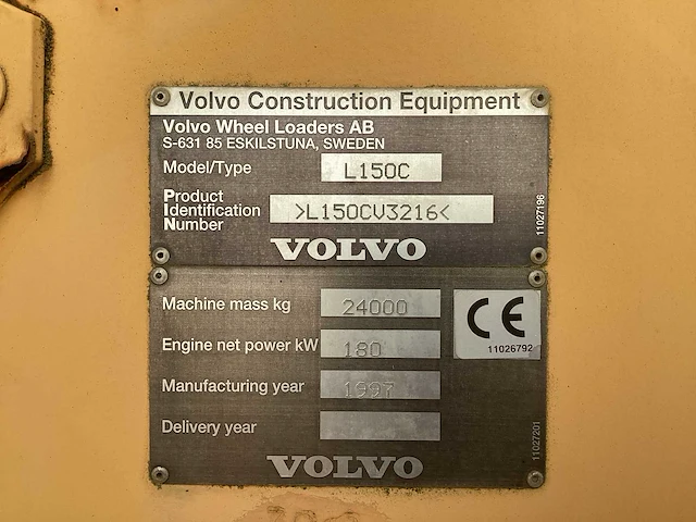 1997 volvo l 150 c shovel - afbeelding 11 van  19
