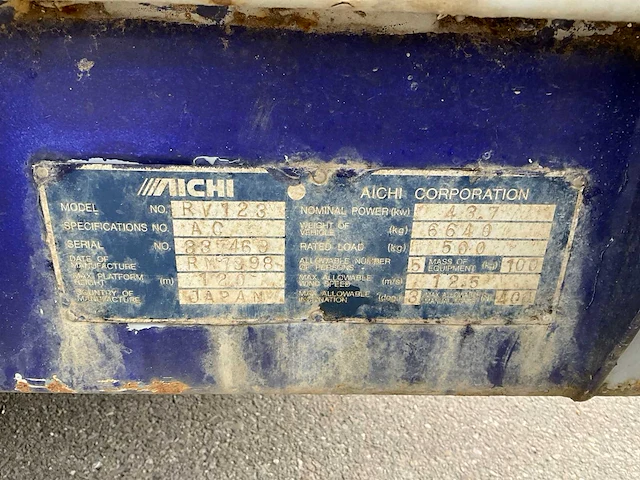 1998 aichi rv123 rups schaarhoogwerker - afbeelding 11 van  20