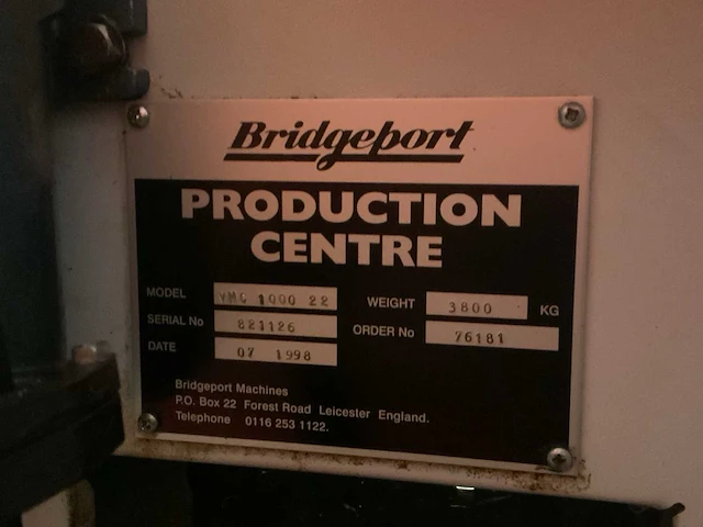 1998 bridgeport vmc 1000 22 digital 3-assig verticaal bewerkingscentrum - afbeelding 19 van  26