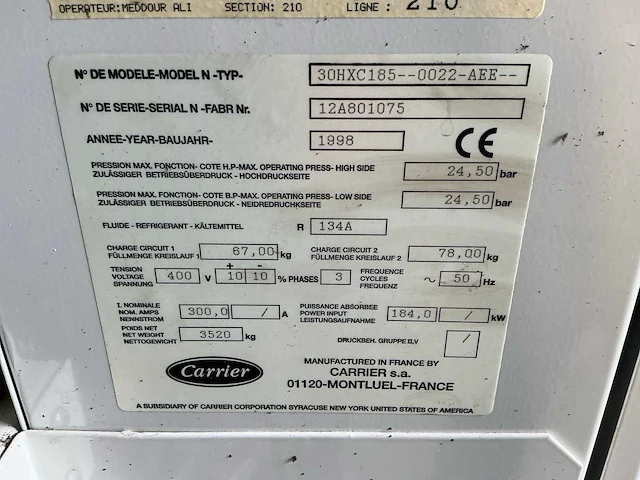1998 carrier 30hxc185 0022 aee koelcompressor - afbeelding 9 van  9