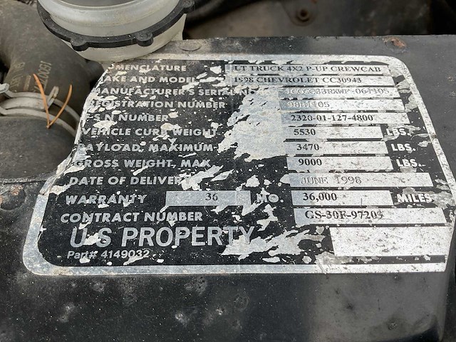 1998 chevrolet cheyenne pick up crewcab personenauto - afbeelding 22 van  23