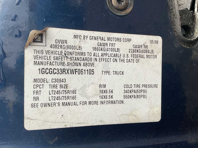 1998 chevrolet cheyenne pick up crewcab personenauto - afbeelding 23 van  23