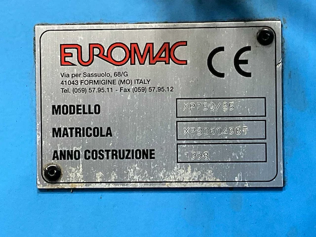 1998 euromac xp 750/25 ponsmachine - afbeelding 32 van  32