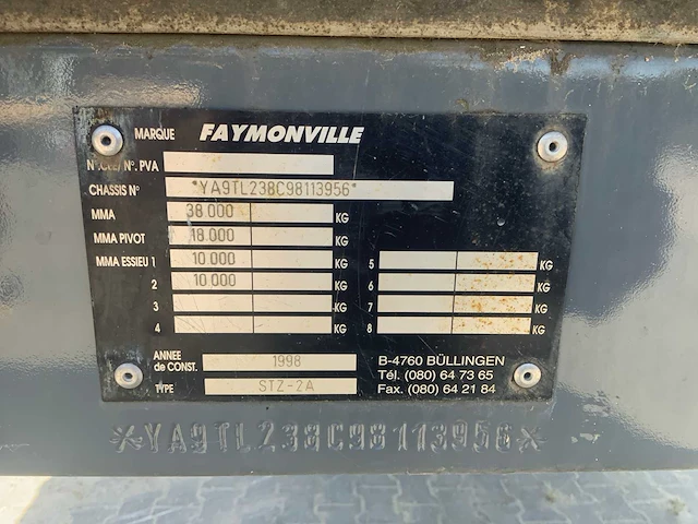 1998 faymonville stz-2a oplegger - afbeelding 24 van  30