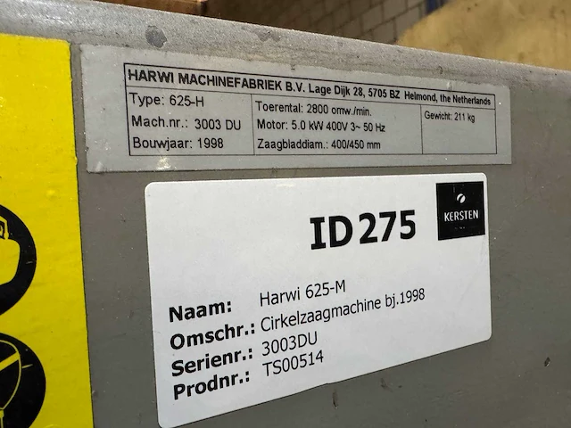 1998 harwi 625-m radiaalafkortzaagmachine v.v. aanbouwdeel - afbeelding 6 van  8